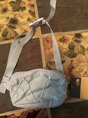 The North Face Terra Lumbar Light Gray Waist Pack with Bungee Front